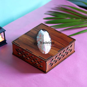 Boîte à mouchoirs et support en bois gravé à motif floral de qualité supérieure pour le salon et la décoration de boutique Tradebyd - Product Image 1