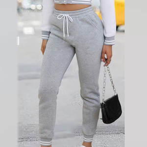 Wholesale Regular Fit Casual <b>Cotton</b> Fleece Trouser Women High Quality Lightweight Winter OEM Manufacturer High Waist Wide Leg - Product Image 1