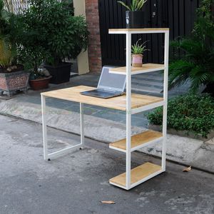 SFBK006-Minimalist Design <b>Workstation</b> with Iron and Wood Frame High Quality Rubberwood Material - Product Image 1