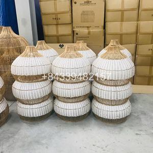 Ensemble moderne nordique 3 abat-jour en rotin tailles S/M/L décoration de la maison de haute qualité avec brin en plastique mélangé pour hôtels - Product Image 5