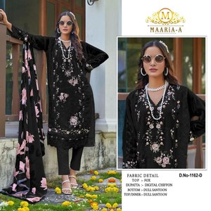 Prix de gros 2025 femmes fantaisie lourde fausse georgette broderie col rond manches longues motif dames costumes/robe pakistanais - Product Image 4