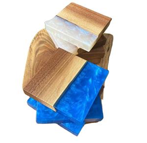 Posavasos de té hecho a mano de diseño único de resina y madera de diseño de excelente calidad, Juego de 4 piezas a la venta desde la India - Product Image 5