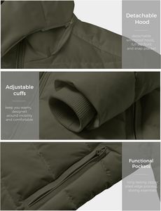 Chaqueta acolchada de gran tamaño con cremallera sólida de calidad superior para hombre, chaquetas de plumón impermeables acolchadas personalizadas cálidas de invierno de alta calidad - Product Image 5