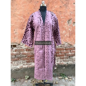 All'ingrosso Kimono da <span class=keywords><strong>lavoro</strong></span> con taglio in cotone cucito a mano e cintura Applique accappatoi abbigliamento da notte da donna copricostura stile Boho hippy - Product Image 5