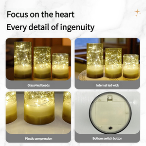 TOOWIN Flameless Candles with Remote, Embedded Twinkle String <b>Lights</b> in Acylinder Battery Pillar Candles for Home Decor - Product Image 3