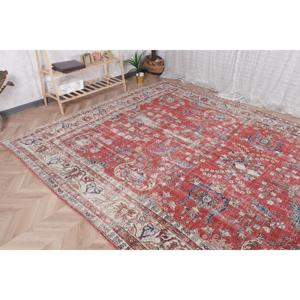 Alfombra Vintage, Alfombra de Pasillo de 0.7x12.8 pies, Alfombra de Lana Roja y Azul - Product Image 4