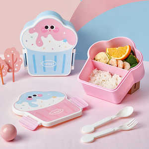 Boîte à bento japonaise sans BPA, mignonne en forme de crème glacée, avec compartiments chauffables, couvercle en plastique inclus, cuillère et fourchette pour bébé - Product Image 2
