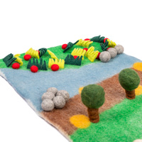 Tapis de jeu en feutre de laine fait main, design Ours, Arbres, Rivière, Ferme, Jouet éducatif Montessori, Meilleur de l'Himalaya, Taille personnalisée, Certifié ISO