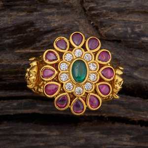 <b>Adjustable</b> Antique-Inspired Alloy and Copper Finger <b>Ring</b> Trendy Religious Wedding Flower Shape with Claw Inlay 152586 <b>Size</b> - Product Image 4
