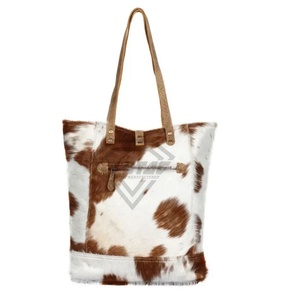 Sac à main fourre-tout de luxe en cuir véritable avec fermeture à glissière résistante à l'eau Logo personnalisable Sacs en cuir de poil de vache incontournables - Product Image 2