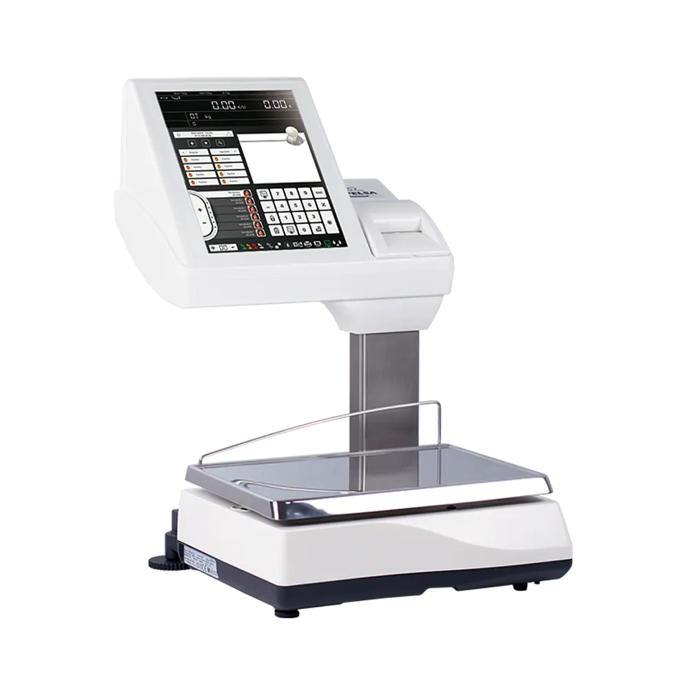 Great Countertop PC scale K-Scale 20I with printer or labeler, 12" touchscreen and 9 rear screen for supermarkets