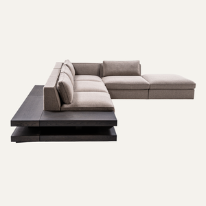 Sofá Seccional Modular Moderno de Lujo Ligero con Consola Lateral, Sofá de Dos Plazas de Madera Maciza Relleno de Esponja, Estilo Villa, Forma de L - Product Image 2