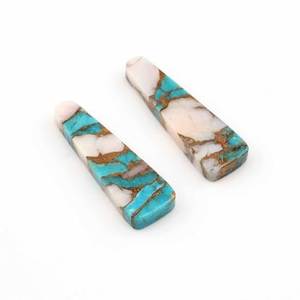 Haute qualité 8x16mm plat trapèze rose opale cuivre Turquoise calibré pierres précieuses en vrac pour la fabrication de bijoux boucles d'oreilles pendantes - Product Image 2