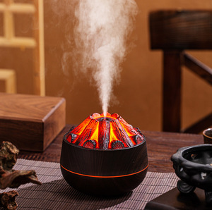 Diffuseur d'huiles essentielles à grain de bois, humidificateur ultrasonique avec veilleuse à effet flamme, prix usine - Product Image 3