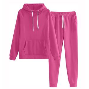 ชุดวอร์มผู้หญิงแบบลำลองมีฮู้ดเข้ารูปสีพื้นพิมพ์โลโก้แบบกำหนดเองน้ำหนักเบาระบายอากาศได้ดีแห้งเร็ว - Product Image 1