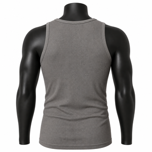 Camiseta sin mangas acanalada personalizada para hombre, ajuste slim, algodón elástico, chaleco sin mangas, ropa interior de gimnasio, proveedor mayorista OEM - Product Image 2