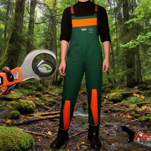 Overol de Protección para Motosierra Konifere para Hombre, de Poliéster, Talla 52, Verde/Naranja - Product Image 3