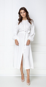 Robe Kimono à manches longues avec col en v et broderie - Product Image 3