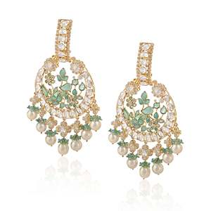18k Gold Plated Dancing Peacock Tassel <b>Earrings</b> with <b>Pearl</b> <b>Diamond</b> Turquoise Opal & Zircon for Wedding <b>and</b> Party - Product Image 3