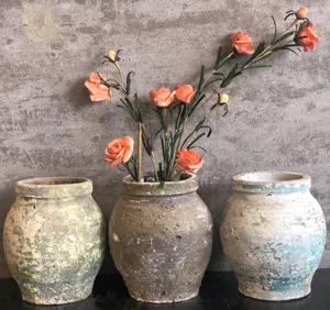 Arte-casa ceramica ATLANTIS piccolo vaso con 2 manici adatti per piantare la decorazione del giardino e Mini paesaggio