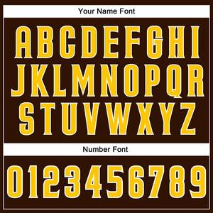 Maillot de baseball personnalisé brun blanc à fines rayures or-blanc authentique - Product Image 5