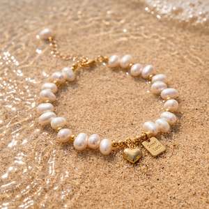 จีลูเลีย วินเทจ โกลด์จี้รูปหัวใจสร้อยข้อมือแฟชั่นมุกบาโรก - Product Image 4