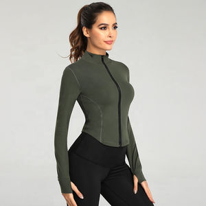 เสื้อแจ็กเก็ตวิ่งน้ำหนักเบาสำหรับผู้หญิงเสื้อฟิตเนสแขนยาวซิปหน้ายืดได้พร้อมเสื้อโยคะ - Product Image 2