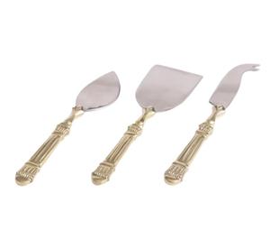 Affordable Brass Gold Embossed Design Handle Stainless Steel 3 pcs <b>Cheese</b> <b>Knife</b> <b>Set</b> <b>Cheese</b> Spreader <b>Set</b> for Restaurant Wedding - Product Image 1