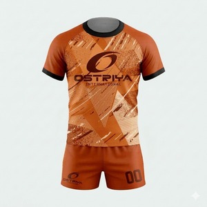 Ostriya International Unisex Sublimated <b>Volleyball</b> Uniform <b>Set</b> Blue Solid Moisture Wicking Athletic Short Sleeve 100%Polyester - Product Image 6