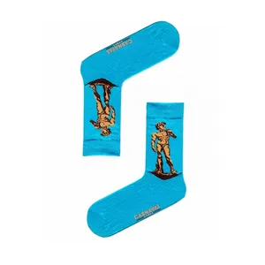 Lot de 5 paires de chaussettes unisexe jetables en nylon respirant, motifs artistiques et de personnages de dessins animés, pour filles, usage quotidien, hiver - Product Image 4