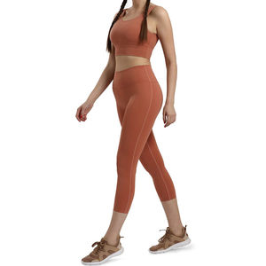 Ensemble de yoga sans couture de haute qualité pour femmes, vente chaude, grande taille, spandex, nylon, respirant, motif uni, prix de gros, 2 pièces - Product Image 2