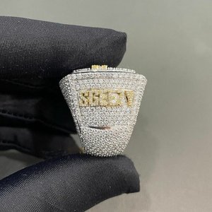 Custom <b>Initial</b> Letter Square Design VVS Moissanite Diamond Sparkling 925 Sterling Silver Rhodium Plated Men's Wear Gift <b>Ring</b> - Product Image 2