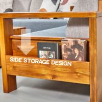 Sofá de Dos Plazas con Estructura de Madera de Teca de Estilo Clásico Simple, Conjunto de Muebles Modulares Seccionales para Sala de Estar
