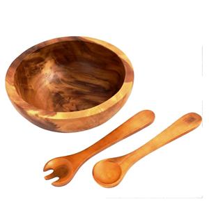 Meilleure Vente Inde : Ensemble de Saladiers en Bois d'Acacia et Résine, 2 Spatules en Bois Naturel, Ustensiles Faits Main Durables, Petits, Adaptés au Congélateur - Product Image 6