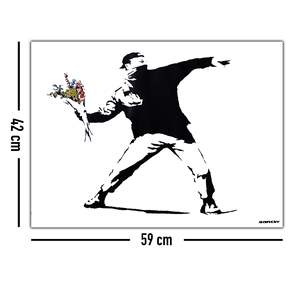 Banksy Paper <b>Poster</b> Graffiti Throwing Flowers for Wall Decor - Product Image 4