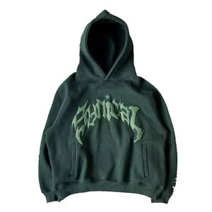 Survêtement évasé à impression bouffante avec logo personnalisé en 3D pour homme, survêtement à capuche avec ourlet découpé, pantalon de survêtement, ensemble d'hiver - Product Image 5