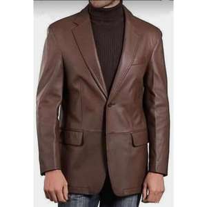 Veste de motard en cuir véritable et toile, imperméable, coupe-vent, unisexe, hiver, col mandarin, fermeture éclair, logo sur le devant - Product Image 3