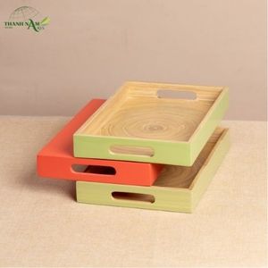 Bandeja de Bambú Hecha a Mano, Ecológica, Duradera, con Acabado Lacado, Apta para Alimentos, Ligera, Portátil, Diseño Personalizable, Artesanal - Product Image 1