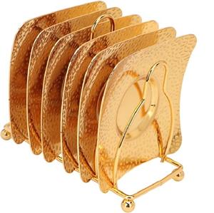 Dessus de Table de forme ronde, ensemble décoratif de 4 sous-verres en métal pour le thé et le café, nouvelle collection - Product Image 5