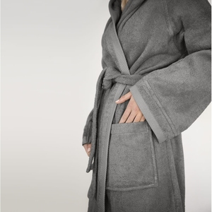 Peignoir unisexe 100% coton super moelleux respirant Logo personnalisé polaire corail gris uni pour hôtel de luxe Spa esthétique décontracté - Product Image 2
