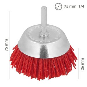 Spazzola in nylon per tazza Ø 75 mm. Spike 1/4 di pollice - Product Image 2