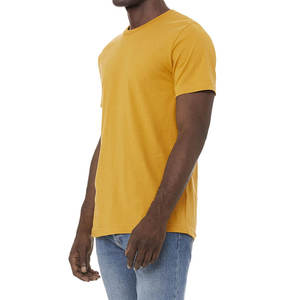 Camiseta de manga corta con cuello redondo suave y transpirable para hombre 3001 en algodón 100% mostaza con características de secado rápido y antiarrugas - Product Image 2