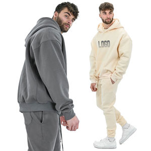 Hoodie en polaire de luxe 350 GSM pour l'hiver, coupe oversize, épaules tombantes, pull épais en coton sans cordon, style streetwear - Product Image 5
