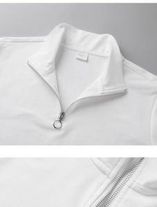 Logotipo personalizado Hombres Streetwear Algodón Media cremallera Sudadera con capucha de cuello alto Sudadera para hombre de manga larga Polo Media cremallera Sudaderas CON CAPUCHA DE TRABAJO - Product Image 4