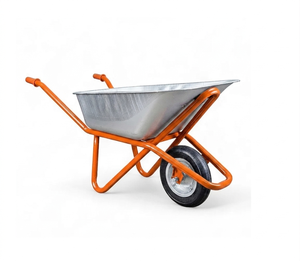 Industrial 100L Galvanized Steel <b>Wheelbarrow</b> Orange Chassis Heavy Duty Pneumatic Tyre Strong Frame for Jobsite Use - Product Image 1