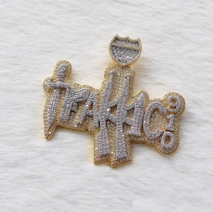 Pendentif personnalisé en moissanite véritable VVS plaqué or blanc 14 carats style hip-hop - Product Image 1