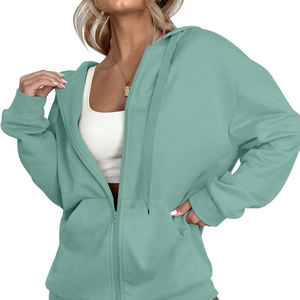 Sudadera con Capucha Extra Grande Estilo Urbano Personalizada para Mujer, Sudadera con Capucha de Algodón de Alta Calidad con Cierre para Mujer, Tallas Grandes - Product Image 6