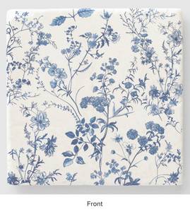 French Toile De Jouy Marble <b>Coaster</b> Set Wildflower <b>Blue</b> White Elegant Home Decor - Product Image 6