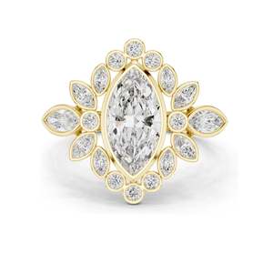 Bague en diamant de laboratoire 2,11 CT Marquise et rondes en grappe pour femme, clarté VVS-VS EF, or 18 carats, 14 carats, 10 carats et argent 925, rose - Product Image 2