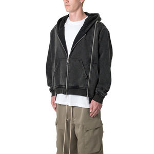 Sweat-shirts pour hommes de haute qualité, lavés à l'acide, logo personnalisé imprimé, coton mélangé, séchage rapide, sweat-shirts pour hommes lavés à l'acide - Product Image 2